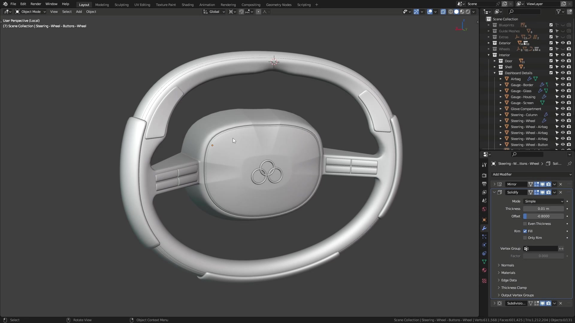 B3D - Cars IO - 21 - Modeling - Interior - Steering - 12 - Paddles