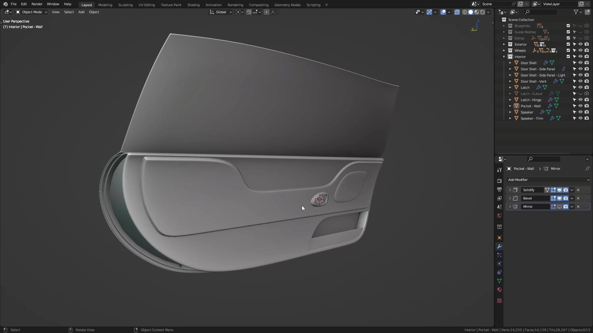 B3D - Cars IO - 18 - Modeling - Interior - Doors - 08 - Handle