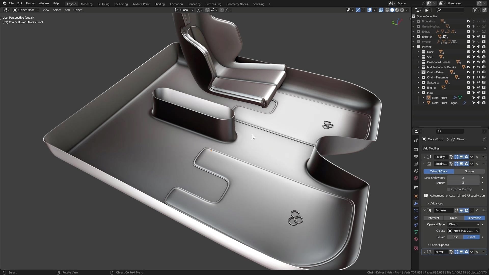 B3D - Cars IO - 26 - Modeling - Interior - Floor Mats - 03 - Back Mat