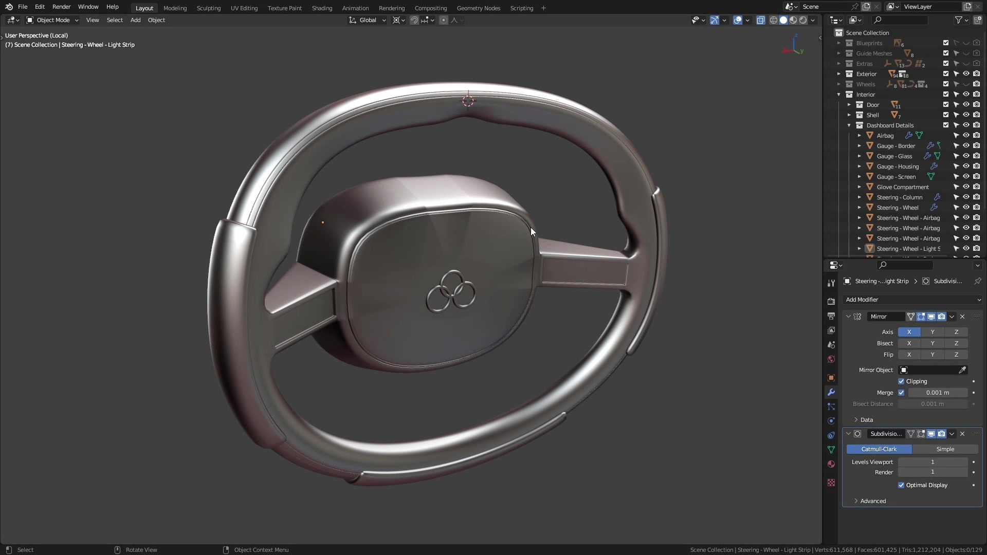 B3D - Cars IO - 21 - Modeling - Interior - Steering - 10 - Buttons - Part 1