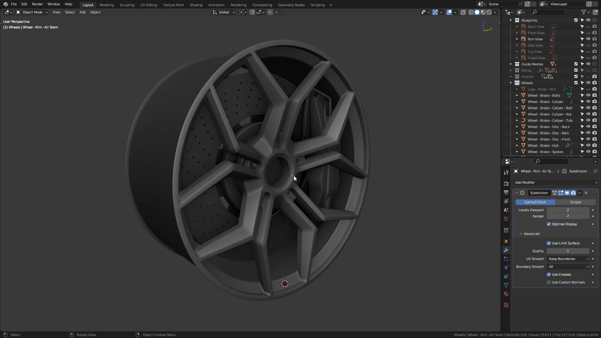 B3D - Cars IO - 17 - Modeling - Exterior - Wheels - 11 - Vent Spews