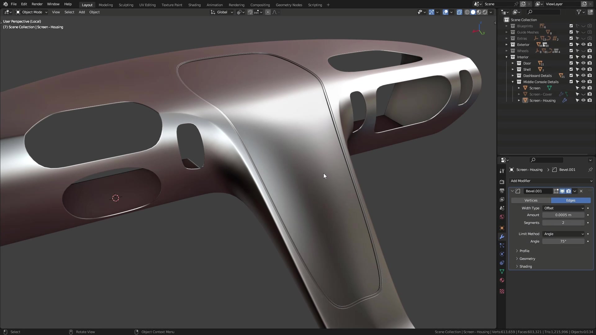 B3D - Cars IO - 22 - Modeling - Interior - Middle Console - 03 - Screen Cover