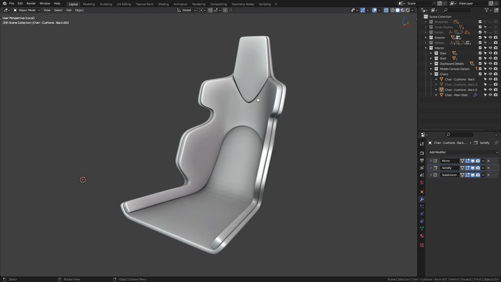 B3D - Cars IO - 23 - Modeling - Interior - Chairs - 05 - Head Cushion Logo
