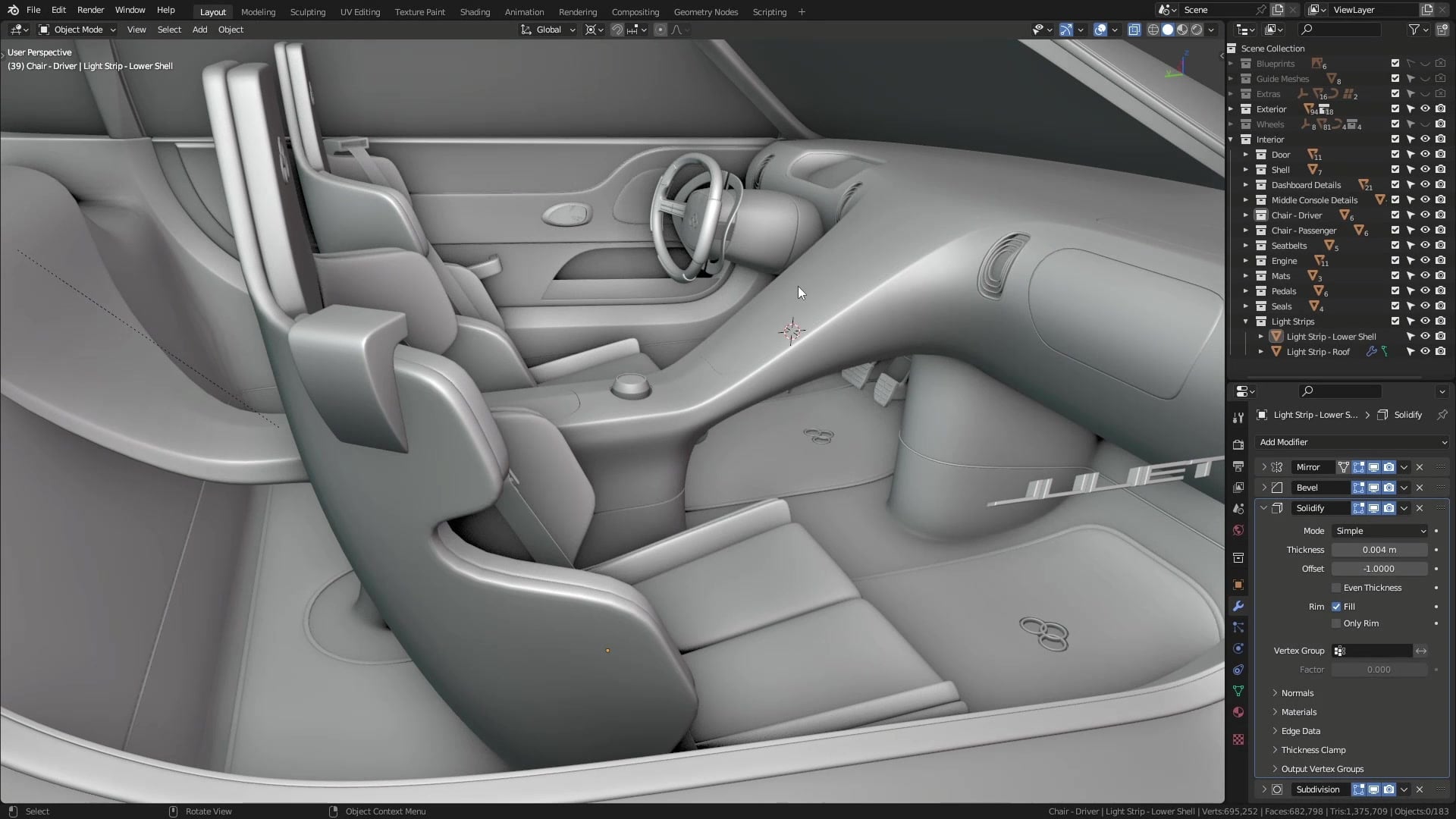 B3D - Cars IO - 28 - Modeling - Interior - Other Details - 05 - Light Strips - Upper Shell