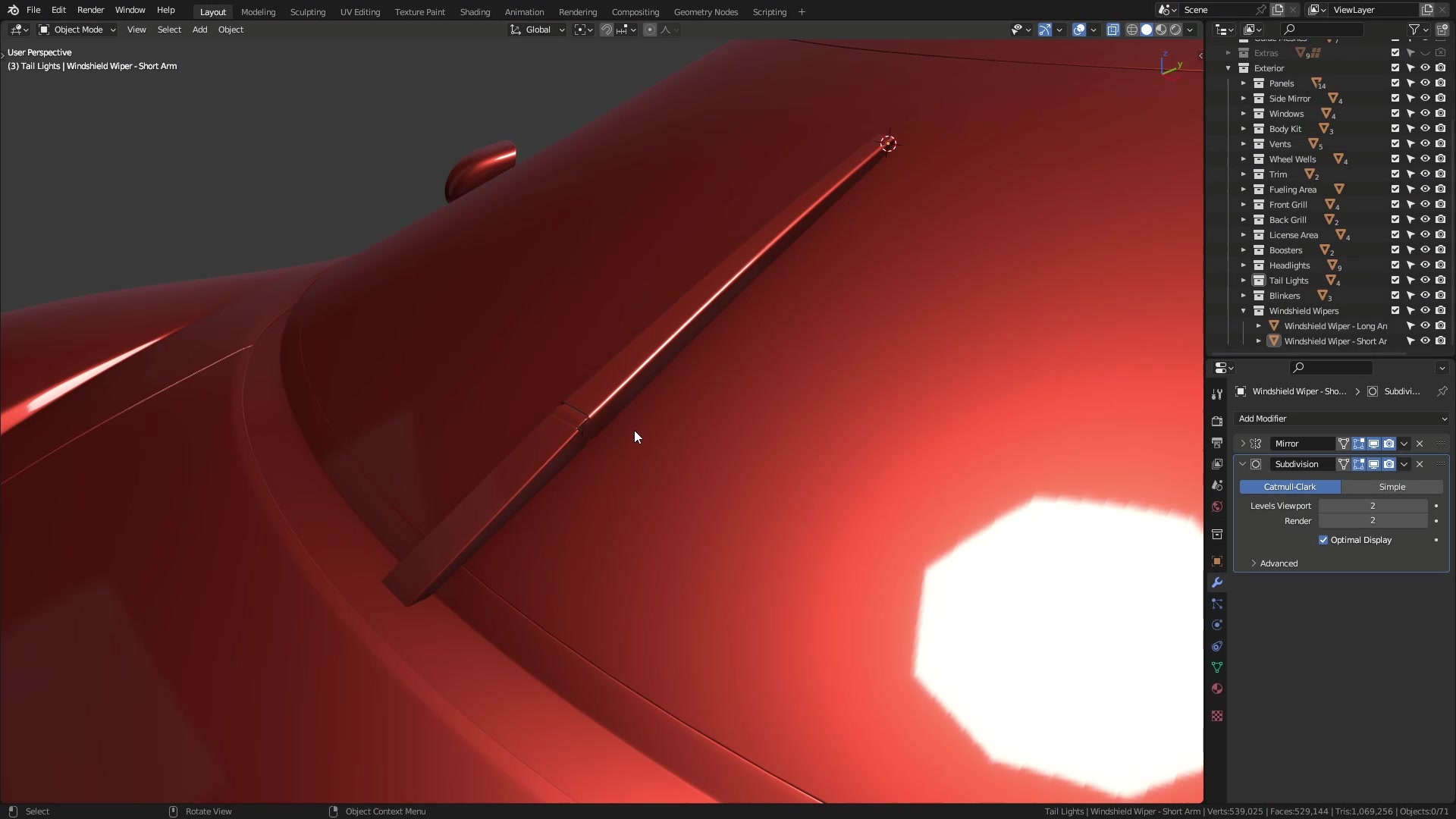 B3D - Cars IO - 15 - Modeling - Exterior - Windshield Wipers - 03 - Housing