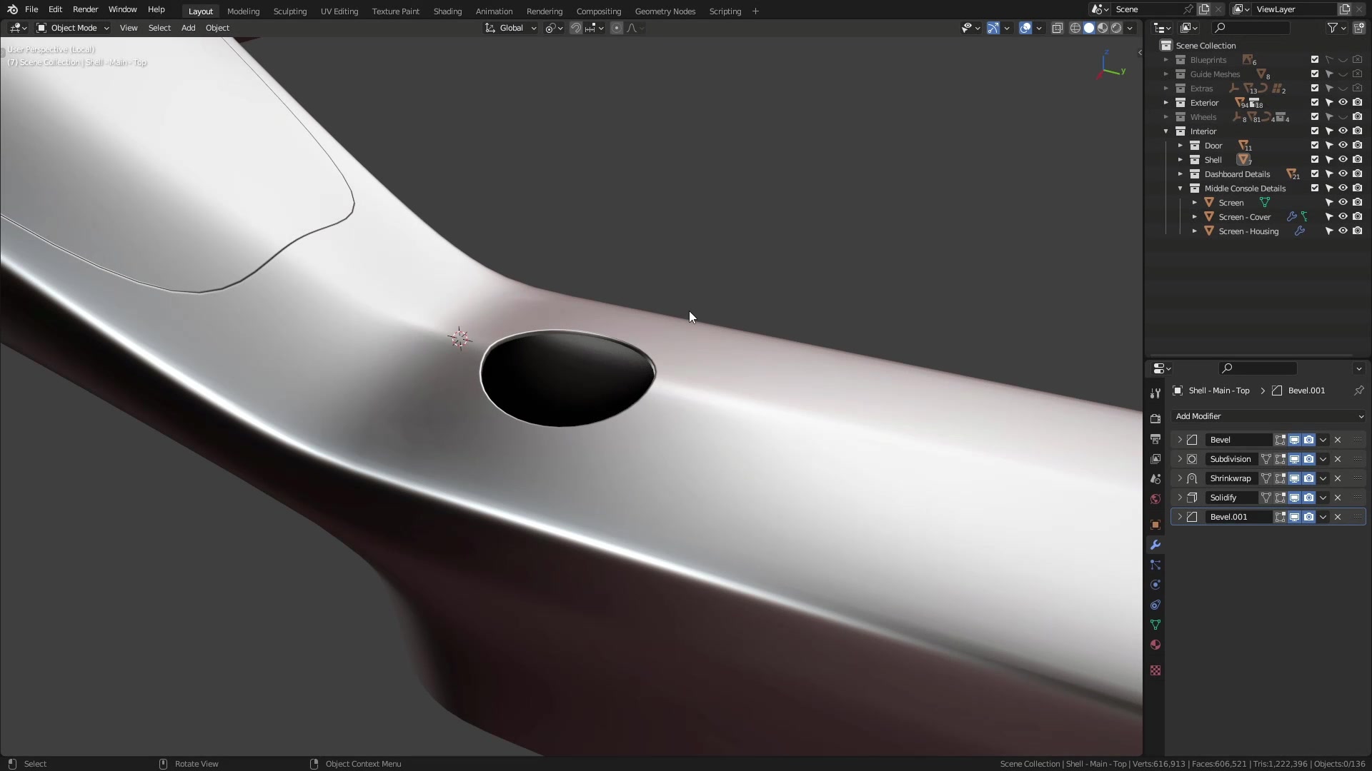 B3D - Cars IO - 22 - Modeling - Interior - Middle Console - 05 - Dial Housing