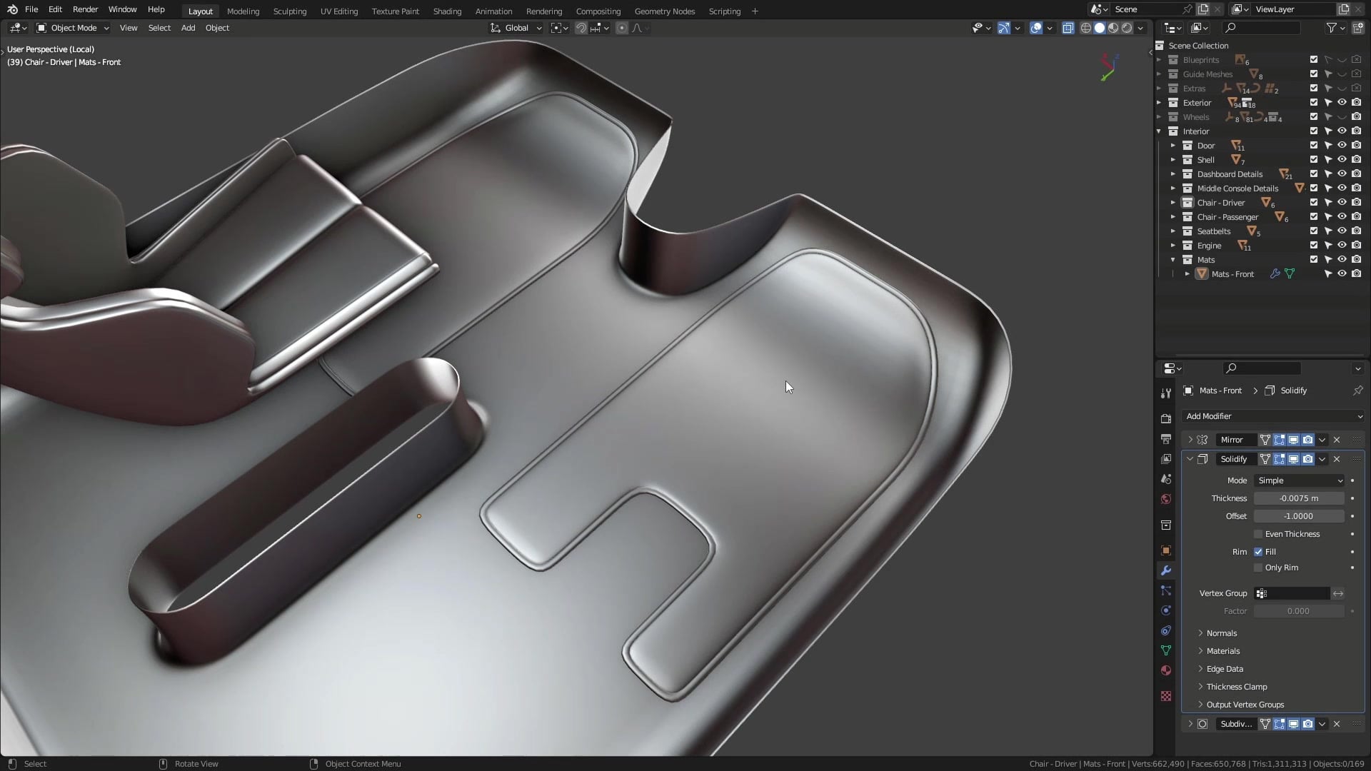 B3D - Cars IO - 26 - Modeling - Interior - Floor Mats - 02 - Front Mats - Logos