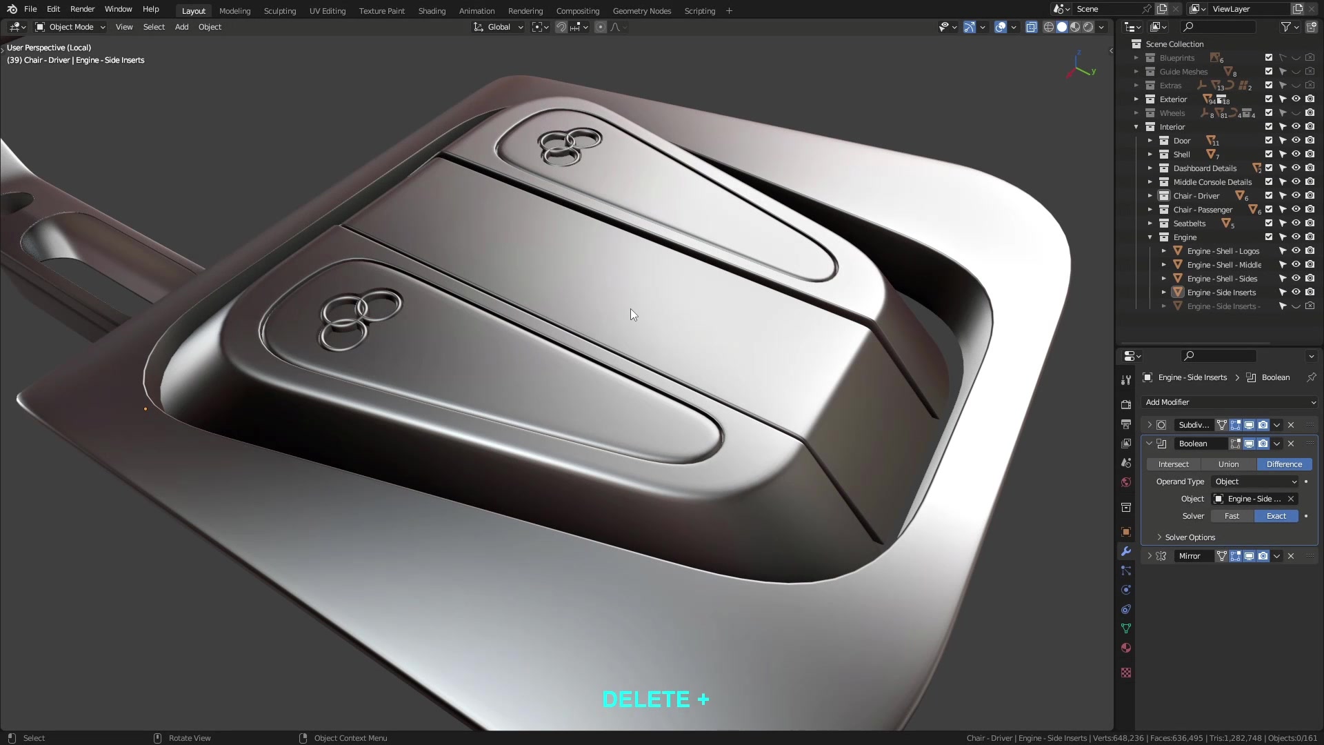 B3D - Cars IO - 25 - Modeling - Interior - Engine Cover - 05 - Middle Insert