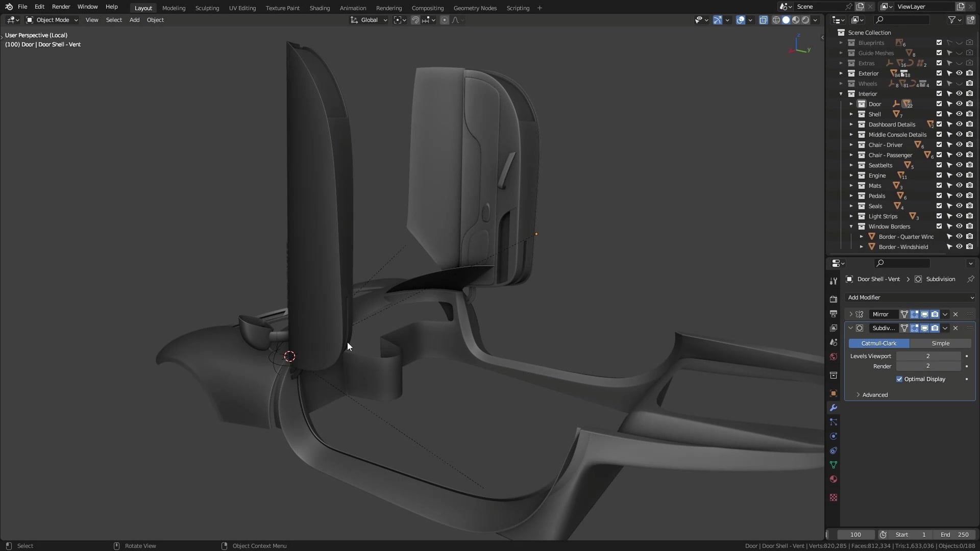 B3D - Cars IO - 29 - Modeling - Interior - Door Hinges - 03 - Door Frame Slot