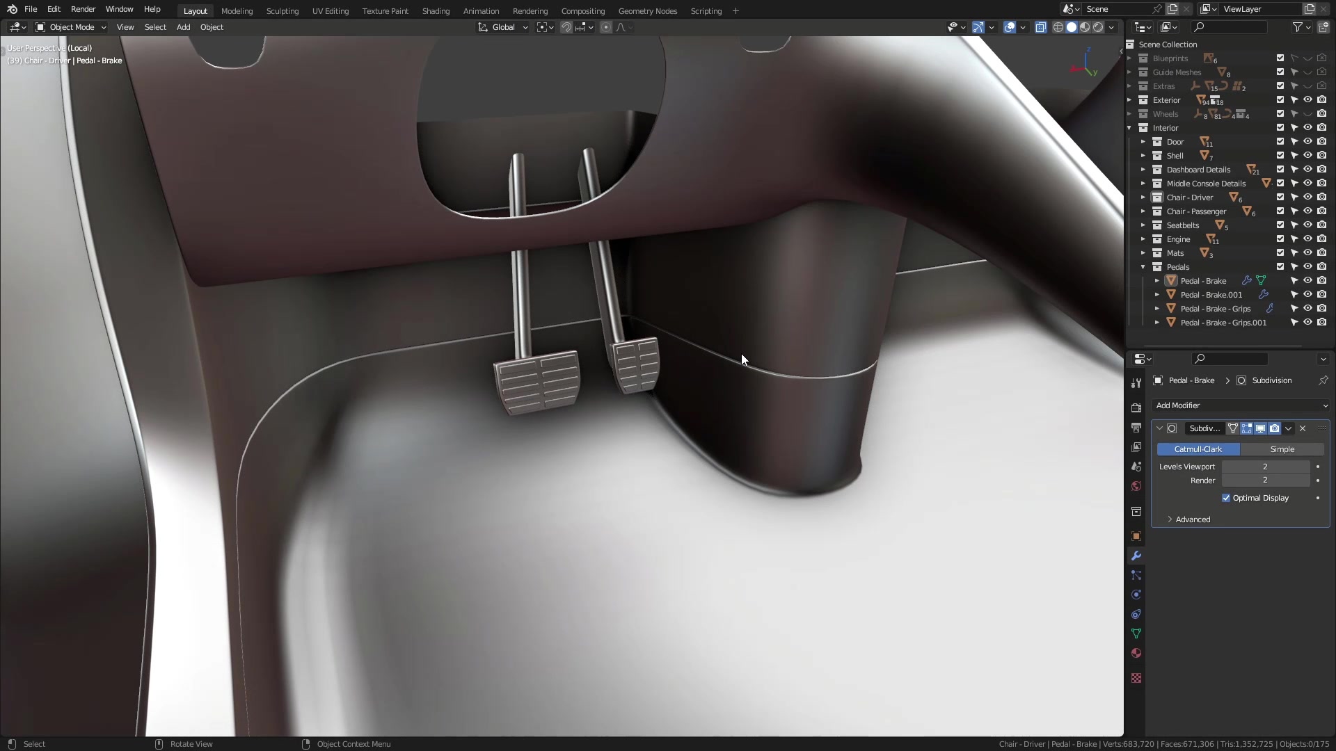 B3D - Cars IO - 27 - Modeling - Interior - Pedals - 03 - Foot Rest