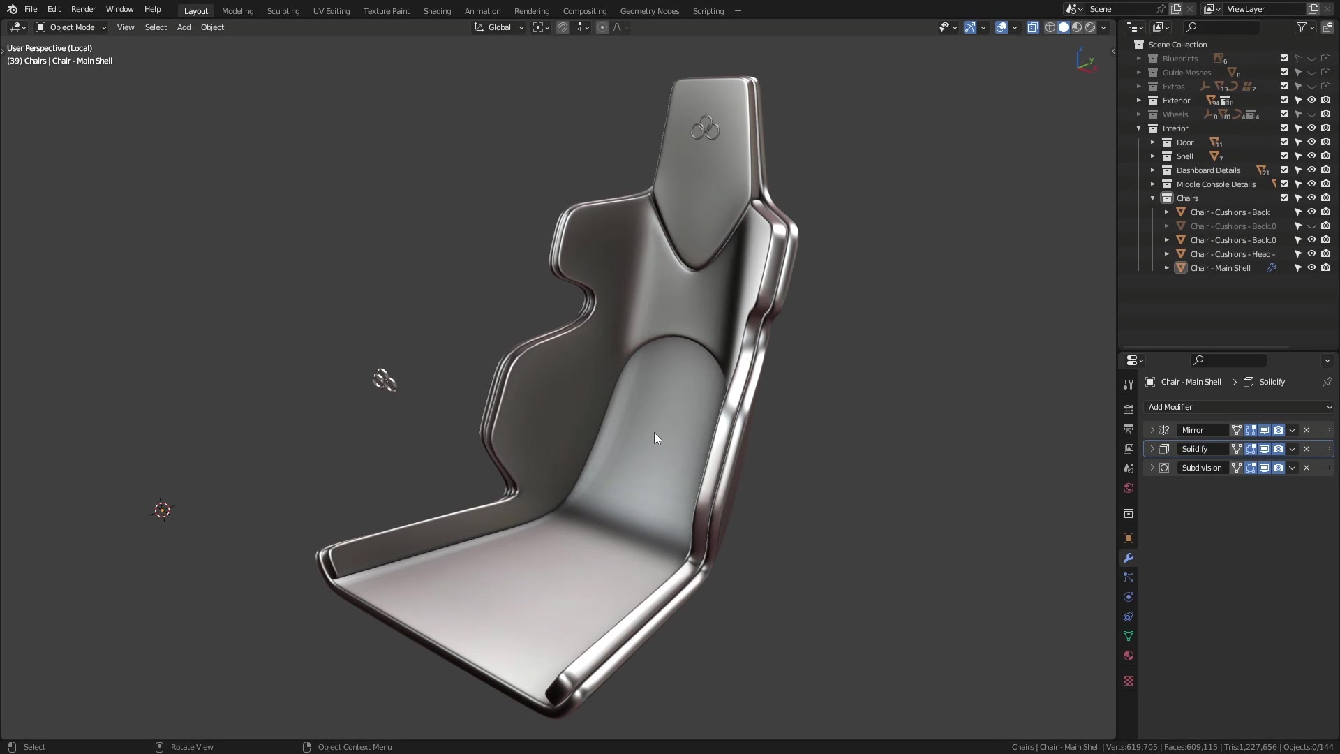 B3D - Cars IO - 23 - Modeling - Interior - Chairs - 06 - Bottom Cushions