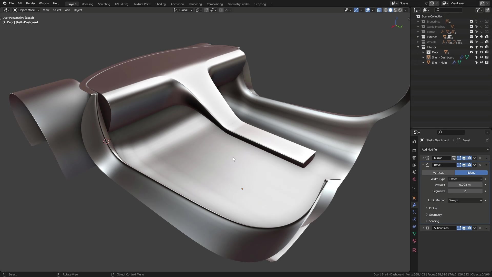 B3D - Cars IO - 19 - Modeling - Interior - Full Shell - 05 - Dashboard Column