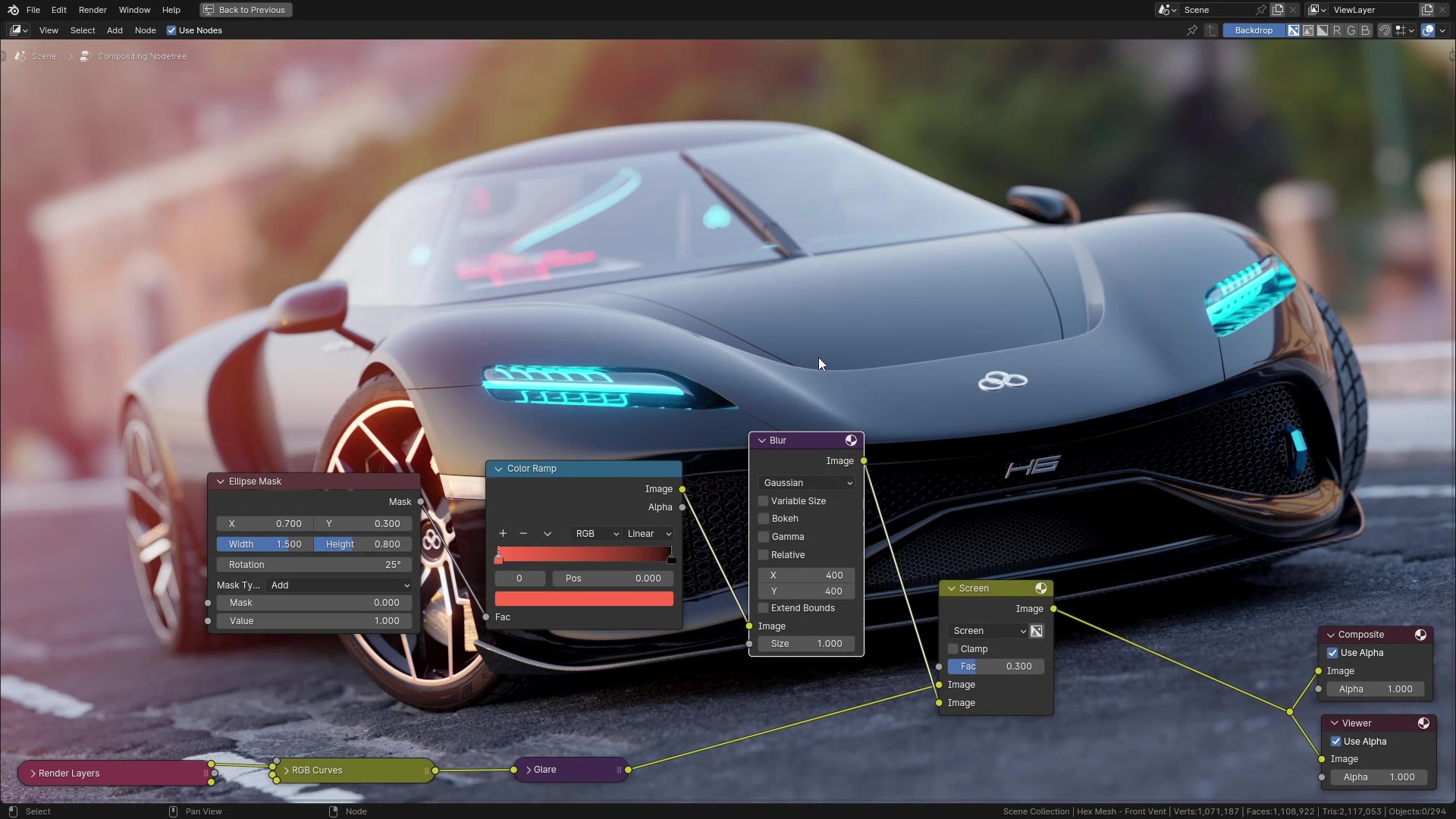 B3D - Cars IO - 36 - Rendering - Venice Sunset - 02 - Post Processing