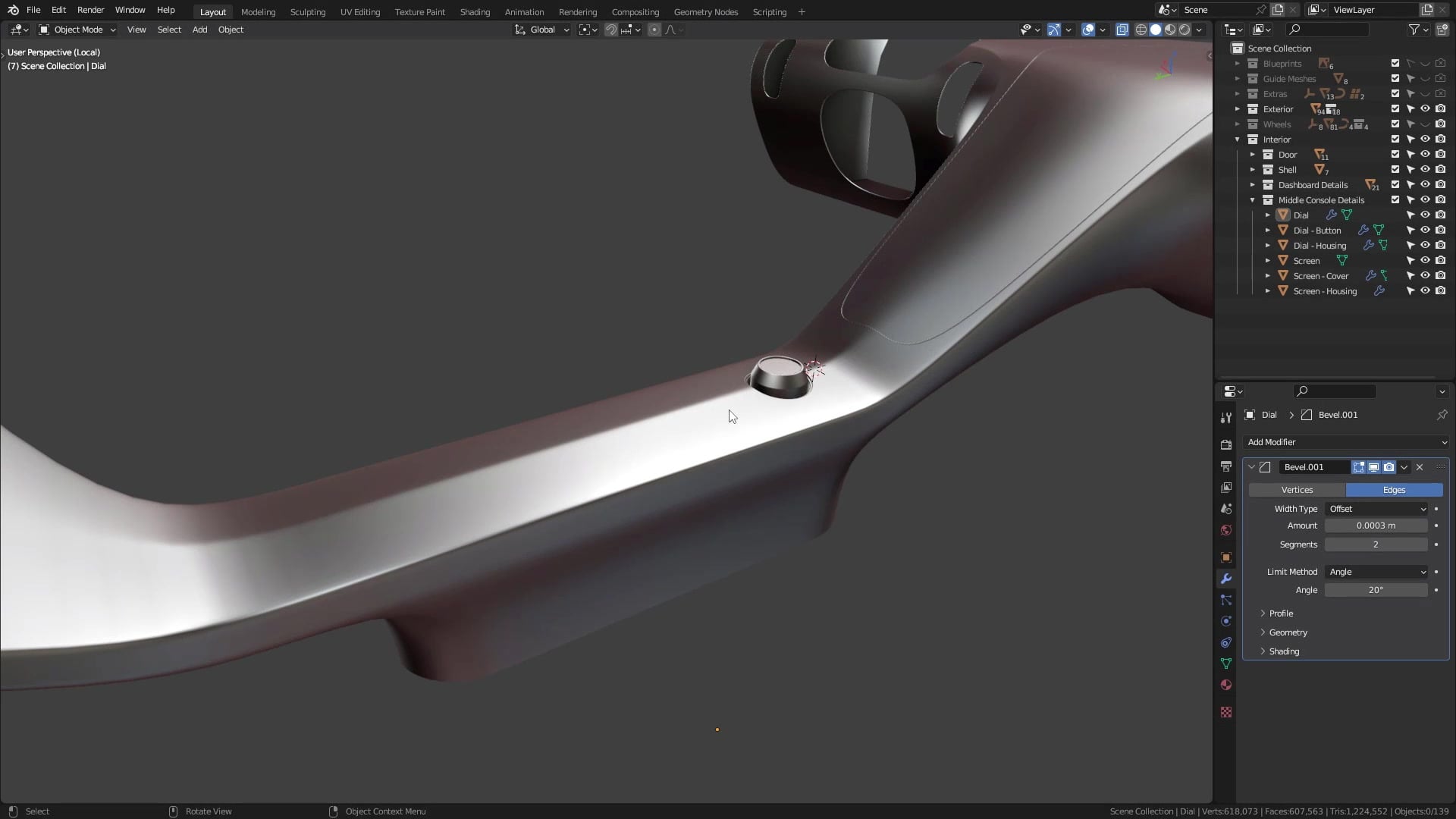 B3D - Cars IO - 22 - Modeling - Interior - Middle Console - 07 - Middle Compartment Cutout
