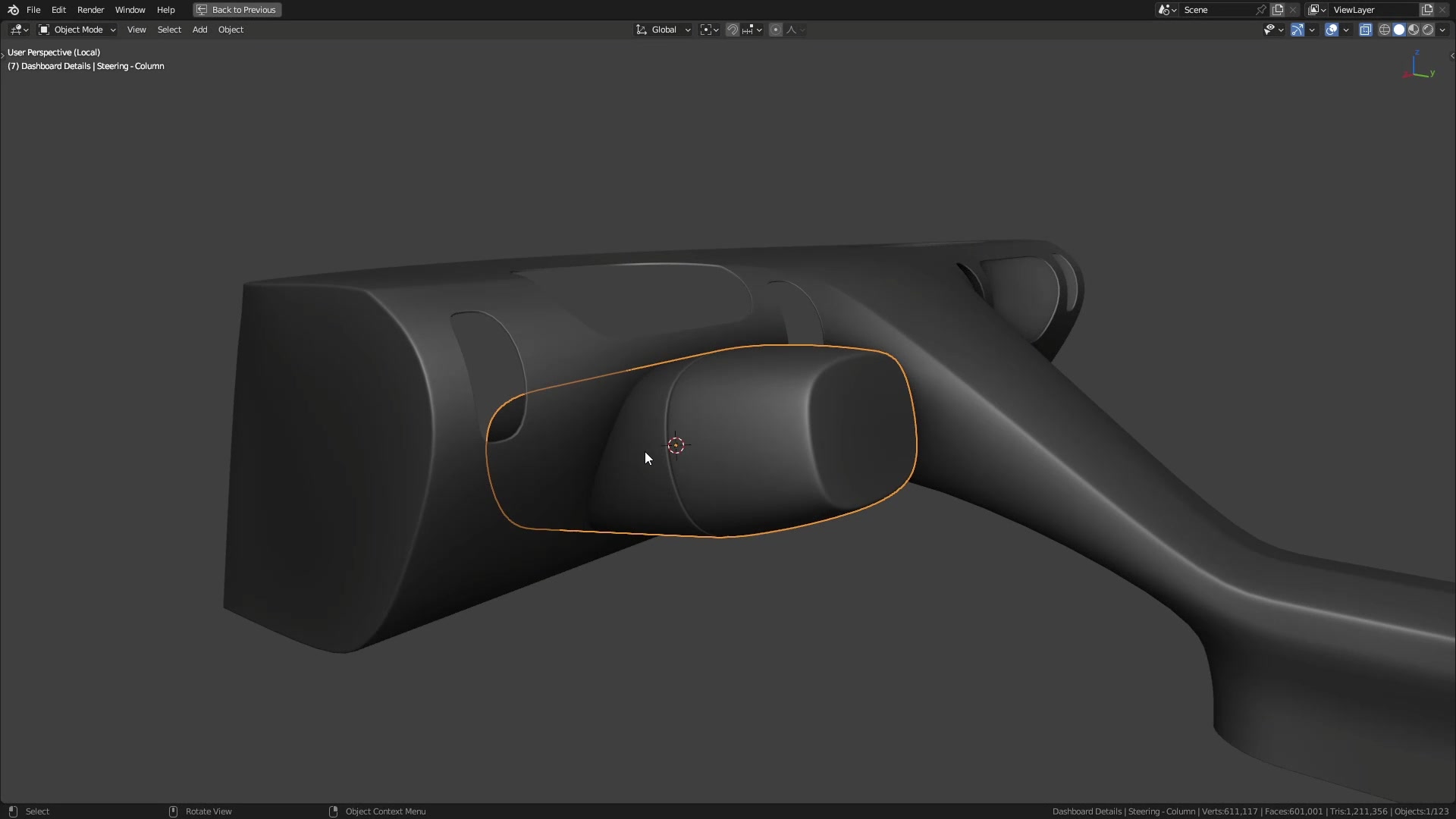 B3D - Cars IO - 21 - Modeling - Interior - Steering - 02 - Steering Column Cutout