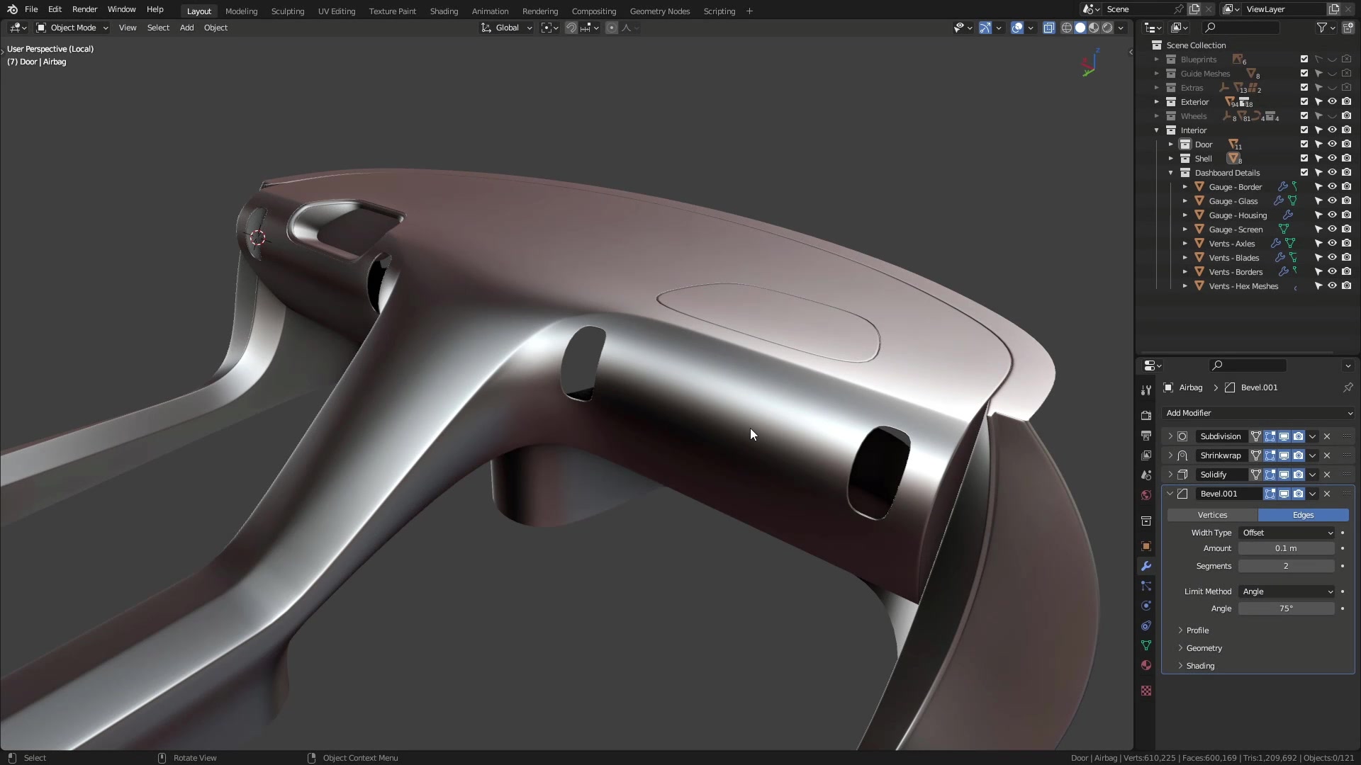 B3D - Cars IO - 20 - Modeling - Interior - Dashboard - 12 - Glove Compartment