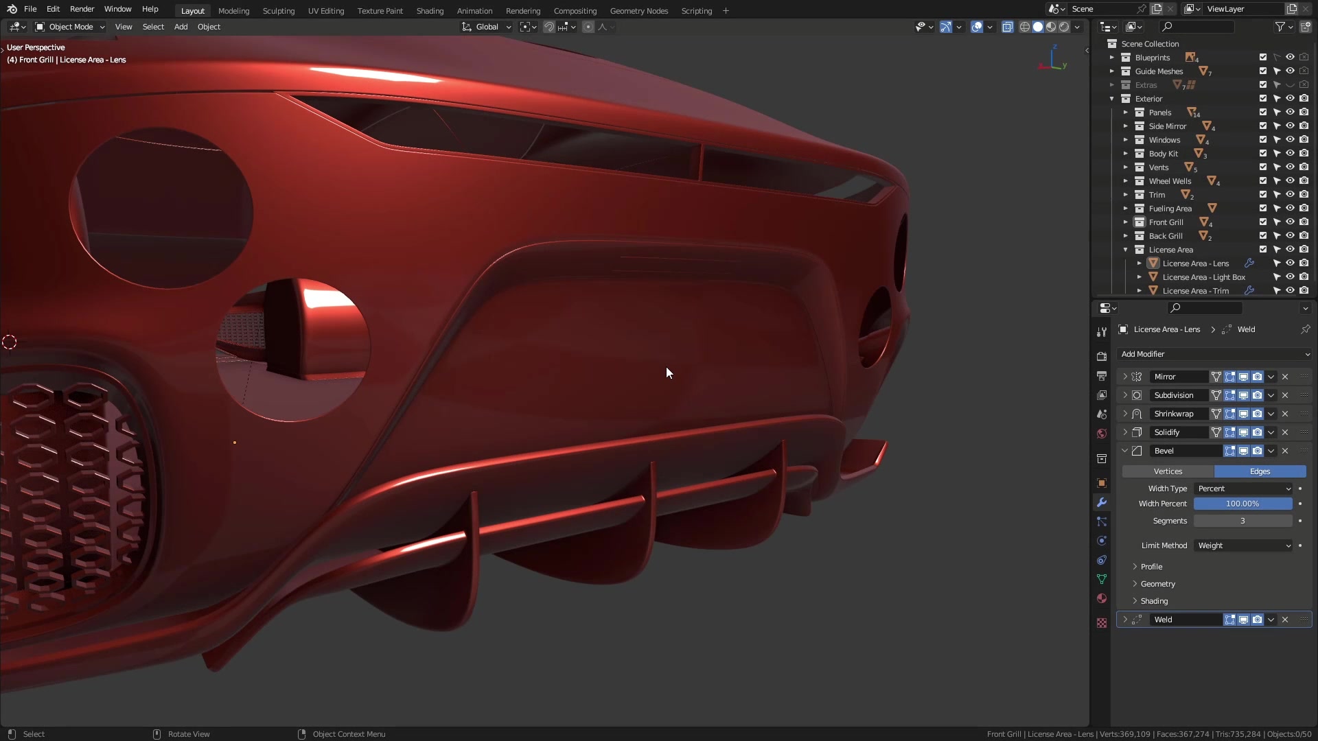 B3D - Cars IO - 10 - Modeling - Exterior - License Plate Area - 03 - License Plate