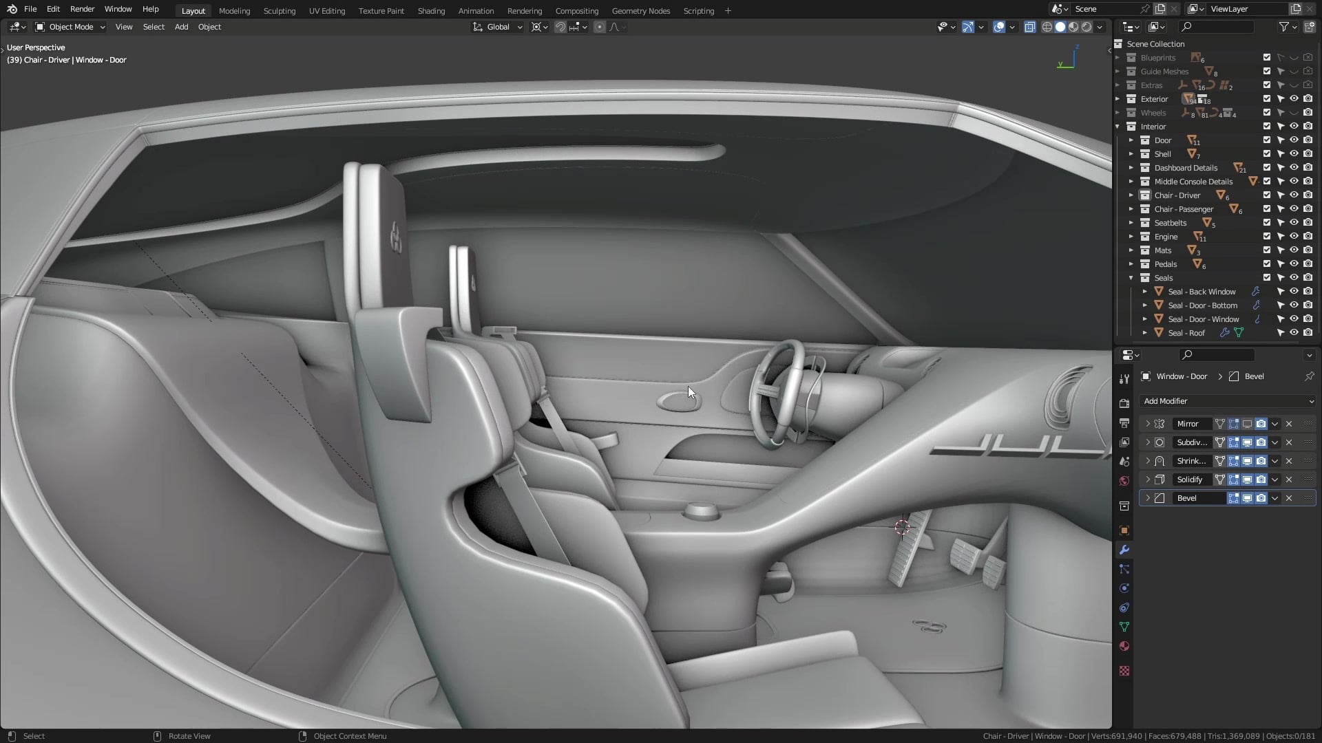 B3D - Cars IO - 28 - Modeling - Interior - Other Details - 03 - Light Strips - Roof