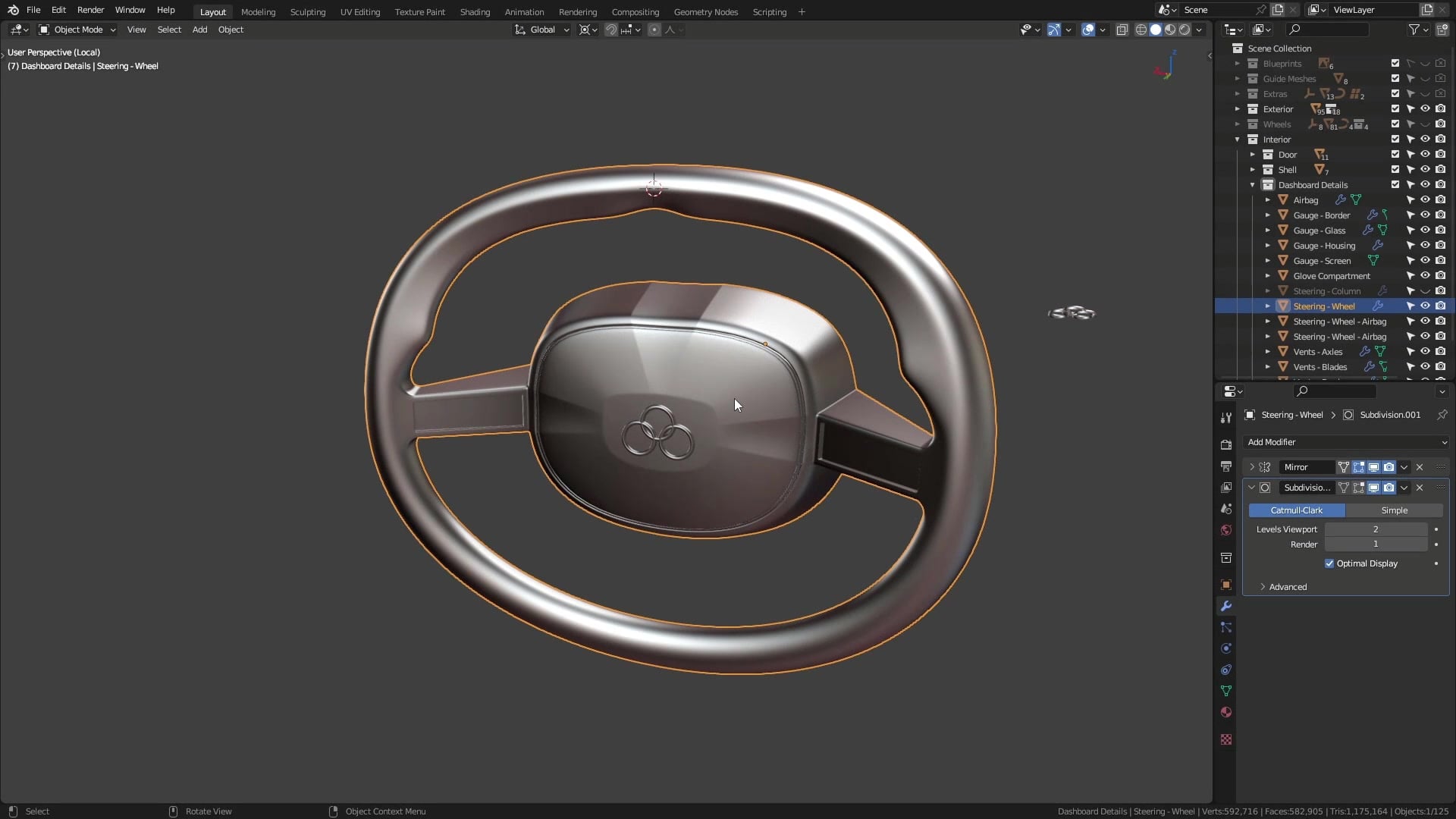 B3D - Cars IO - 21 - Modeling - Interior - Steering - 08 - Steering Wheel Pads