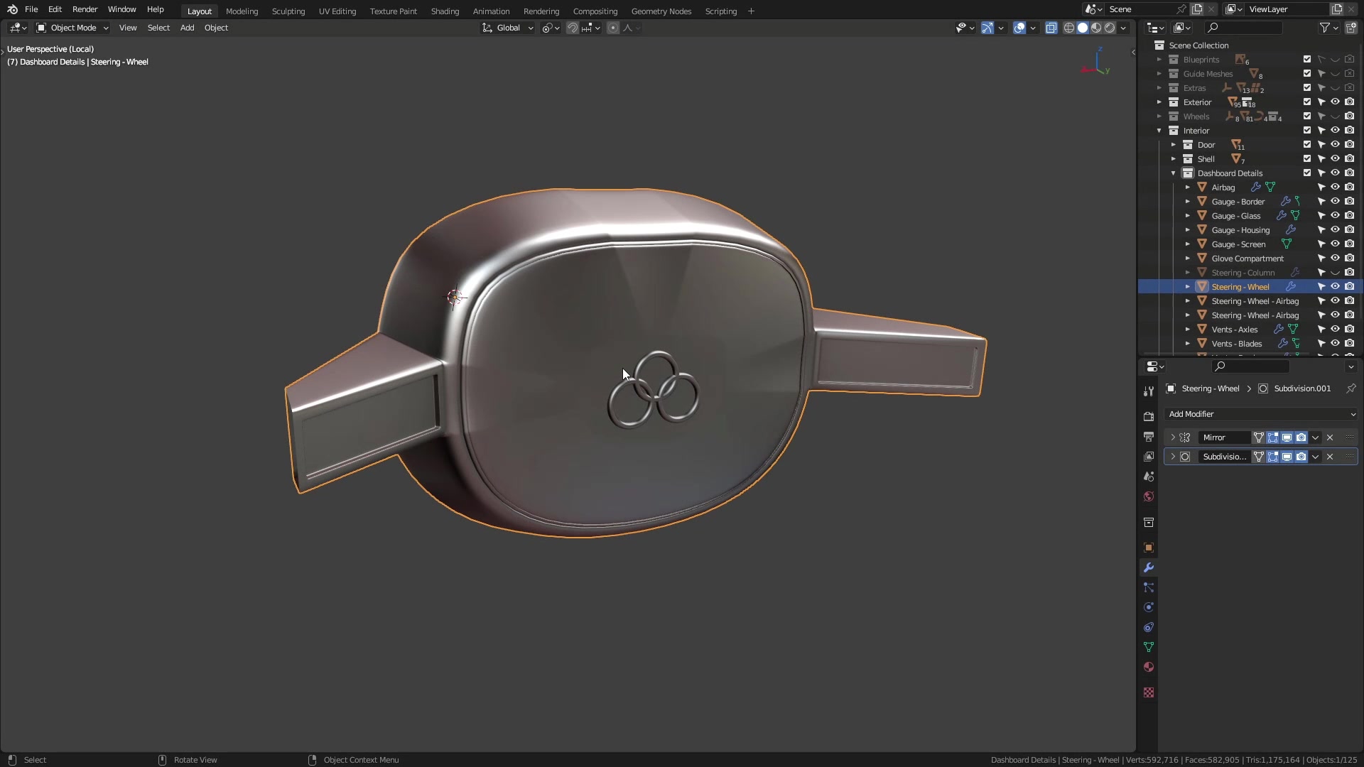B3D - Cars IO - 21 - Modeling - Interior - Steering - 06 - Steering Wheel Handle - Part 1