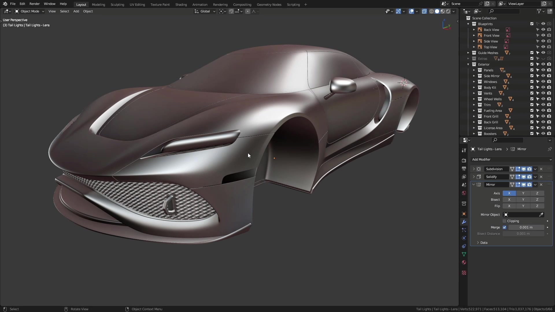 B3D - Cars IO - 14 - Modeling - Exterior - Blinkers - 01 - Lens