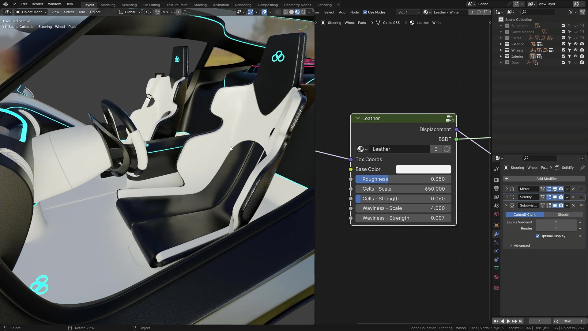 B3D - Cars IO - 31 - Rendering - Shaders - Complex Shaders - 13 - Leather - White - Rough