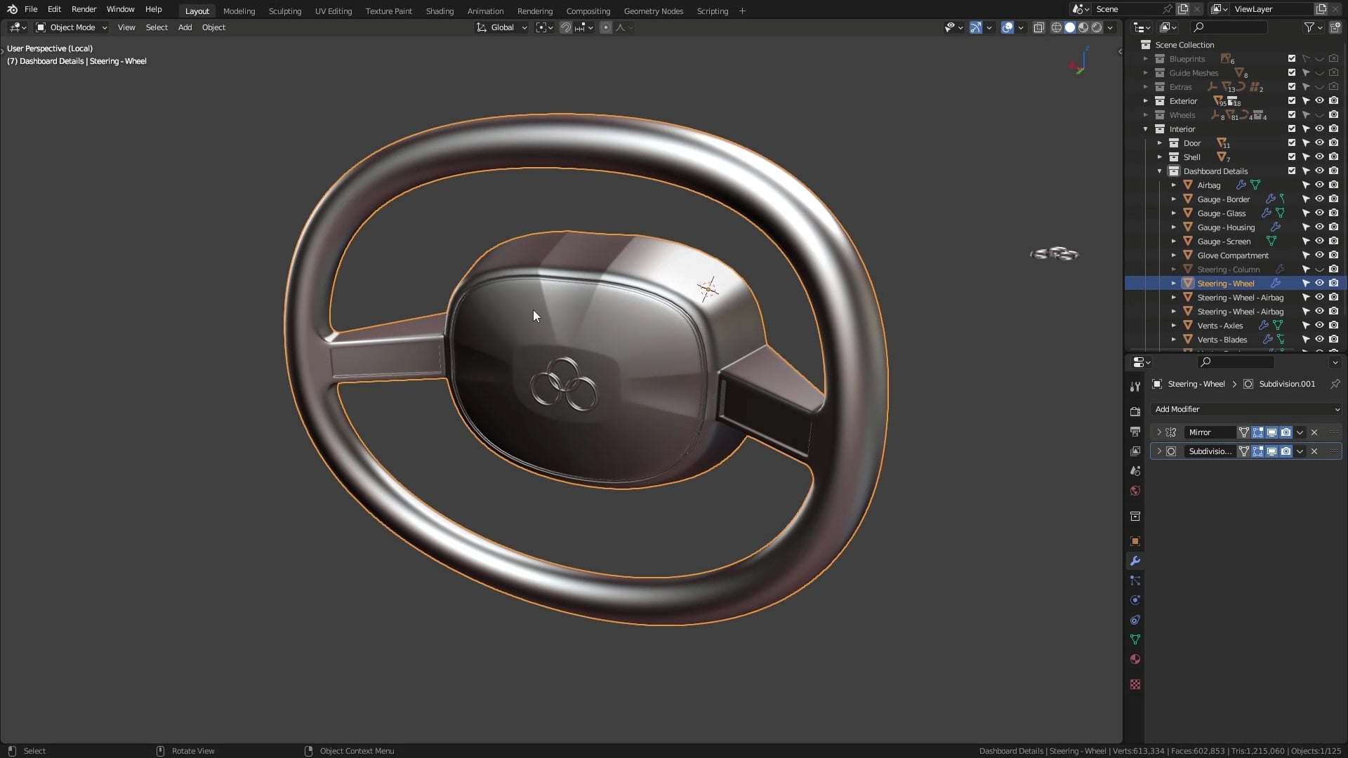 B3D - Cars IO - 21 - Modeling - Interior - Steering - 07 - Steering Wheel Handle - Part 2