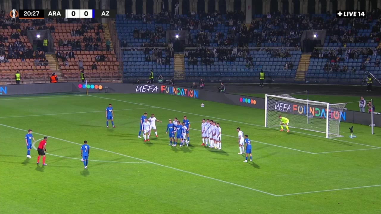 Ararat-Armenia 0-1 AZ Alkmaar — Valdemar Byskov free-kick 21'