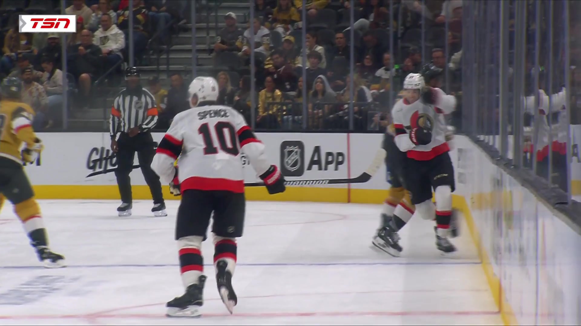 Warren Foegele had to leave the game after this hit along the boards from Lauzon