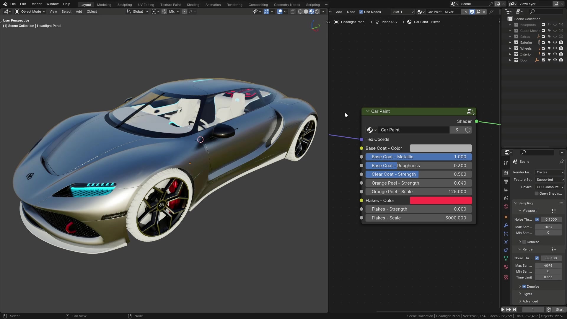 B3D - Cars IO - 31 - Rendering - Shaders - Complex Shaders - 04 - Car Paint - Blue