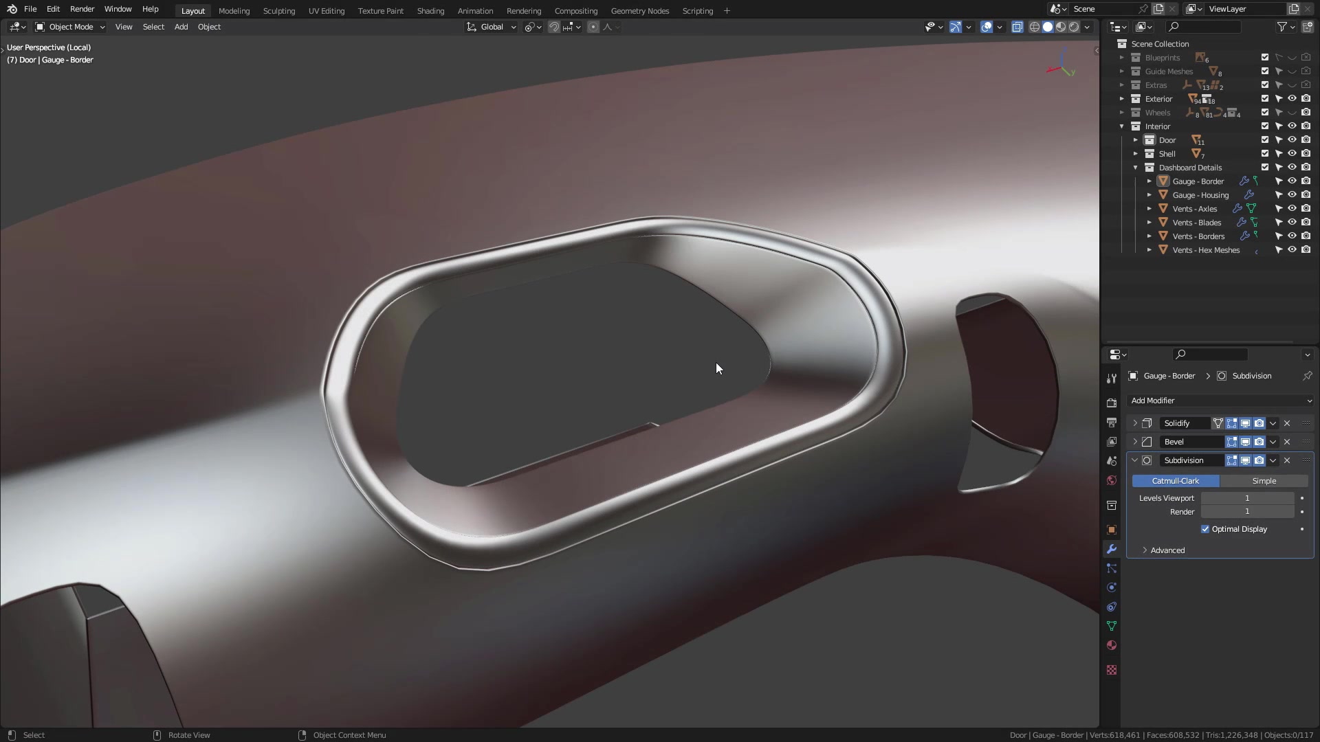 B3D - Cars IO - 20 - Modeling - Interior - Dashboard - 09 - Gauge Screen