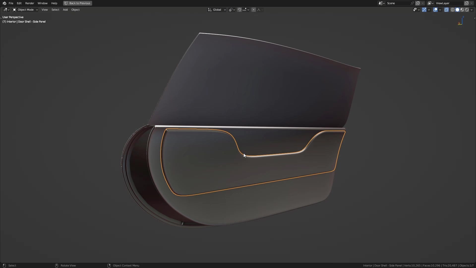 B3D - Cars IO - 18 - Modeling - Interior - Doors - 04 - Side Panel - Light Strip