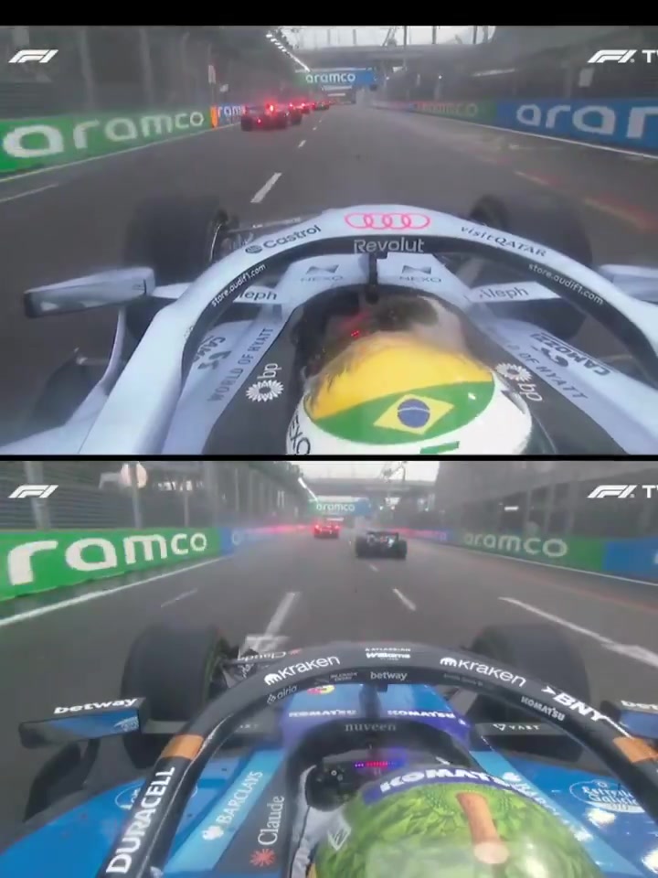 The moment Albon hits Bortoleto from behind and causes both to retire from the Sprint