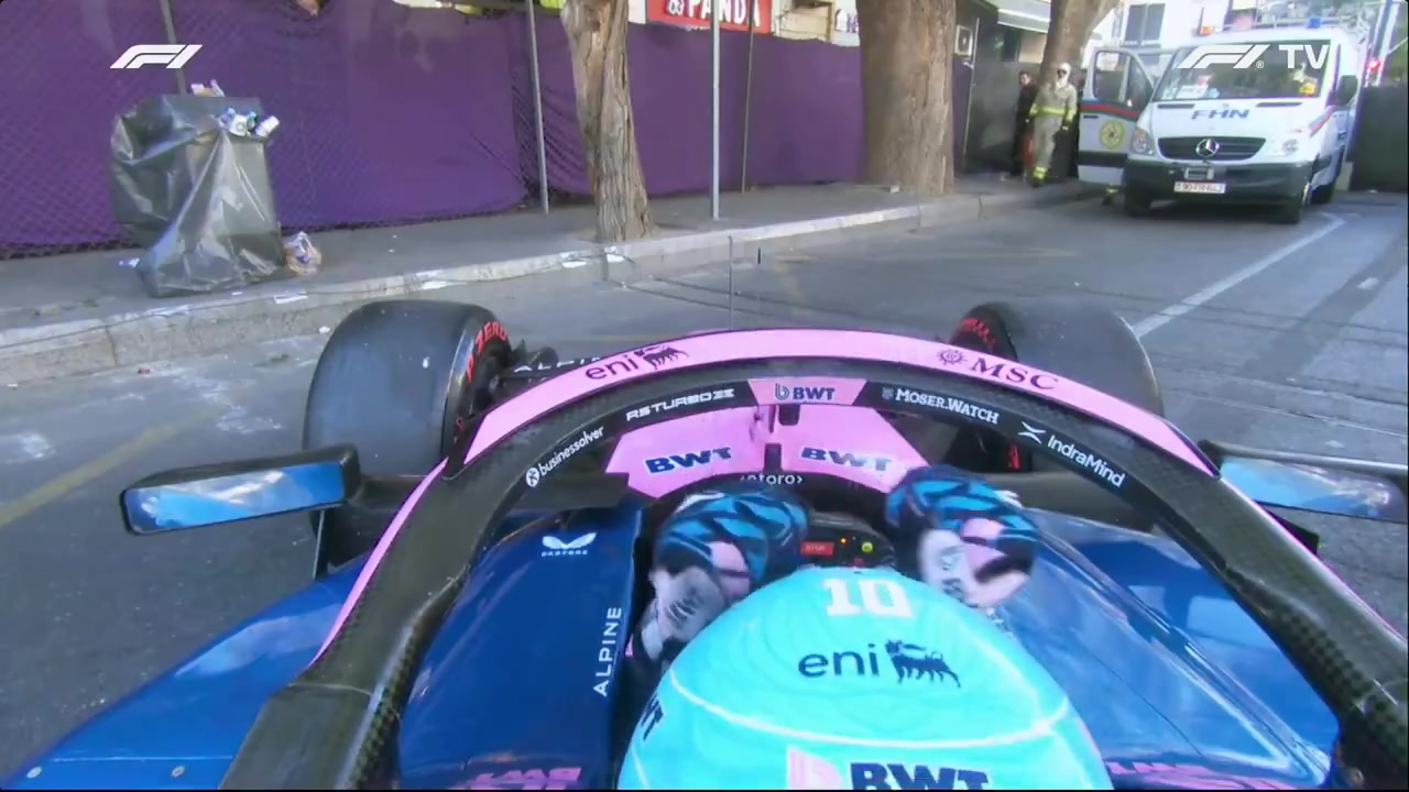 Gasly's reaction to the crash at the restart