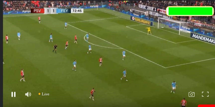 PSV disallowed goal against Feyenoord 73'