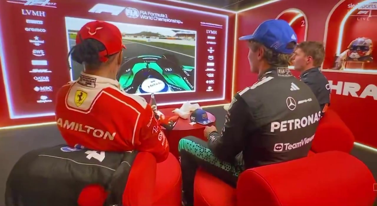 Max was laughing about Antonelli hitting the bollard, and then they showed the moment Russell retired