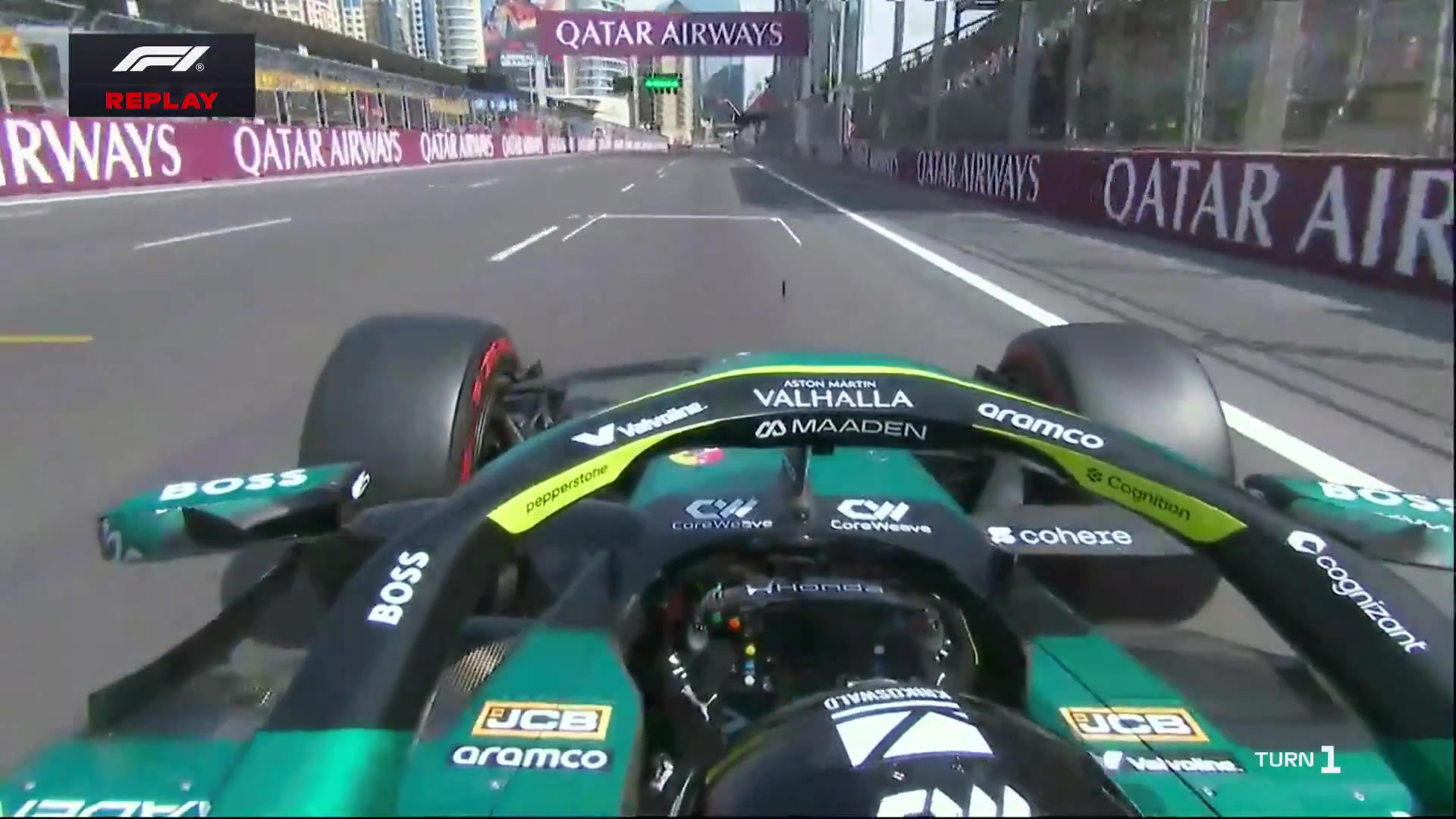 Stroll clips the wall at Turn 1