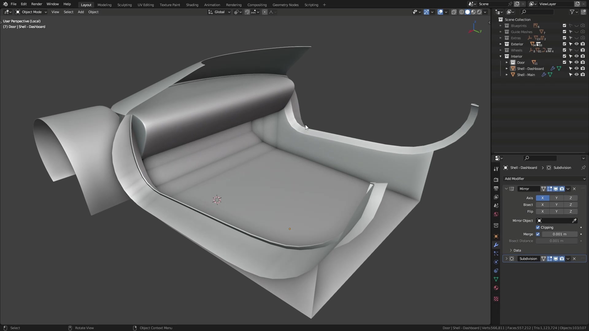 B3D - Cars IO - 19 - Modeling - Interior - Full Shell - 04 - Middle Console Shell