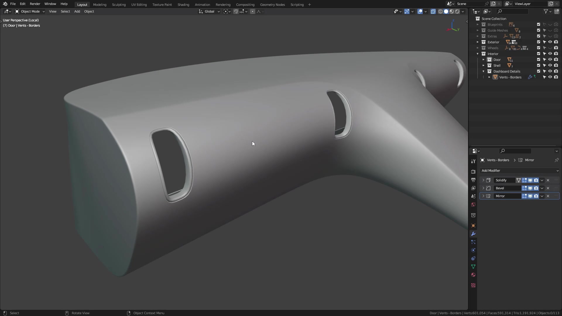 B3D - Cars IO - 20 - Modeling - Interior - Dashboard - 04 - Vent Blades