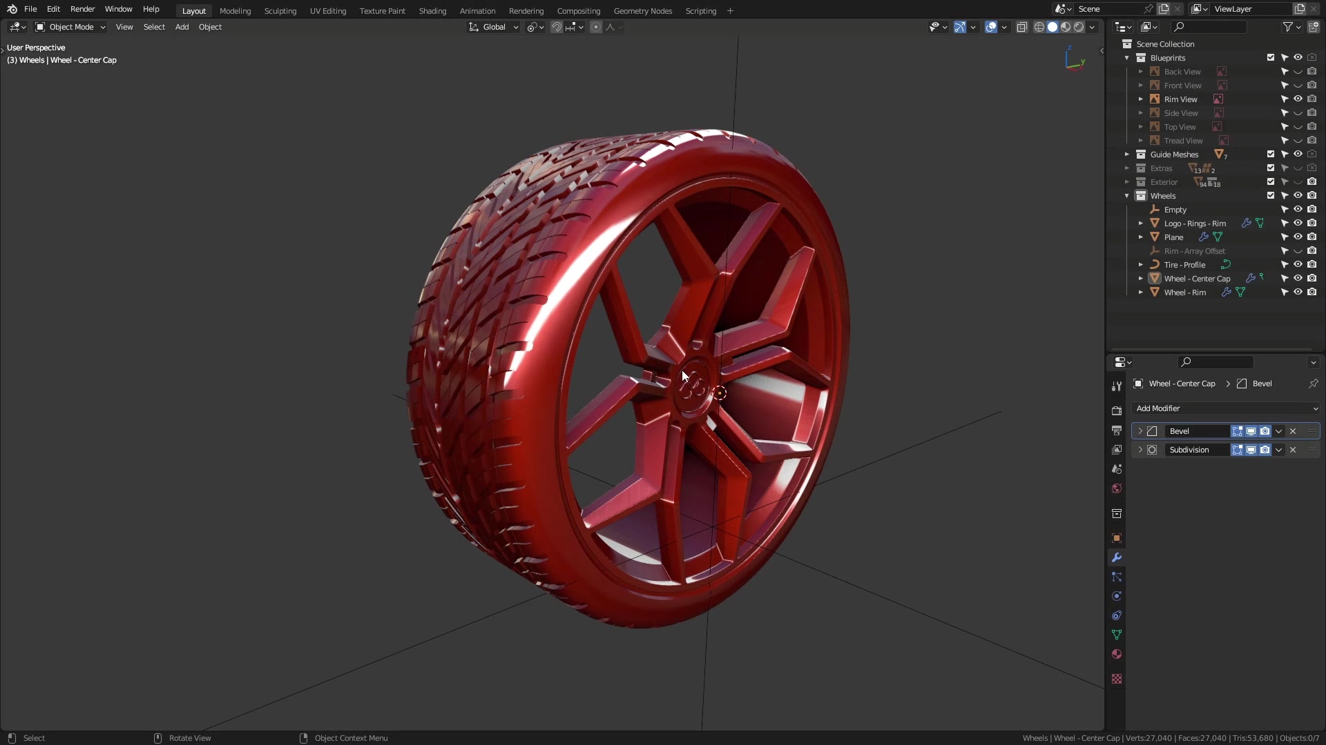 B3D - Cars IO - 17 - Modeling - Exterior - Wheels - 04 - Tires - Final Touches